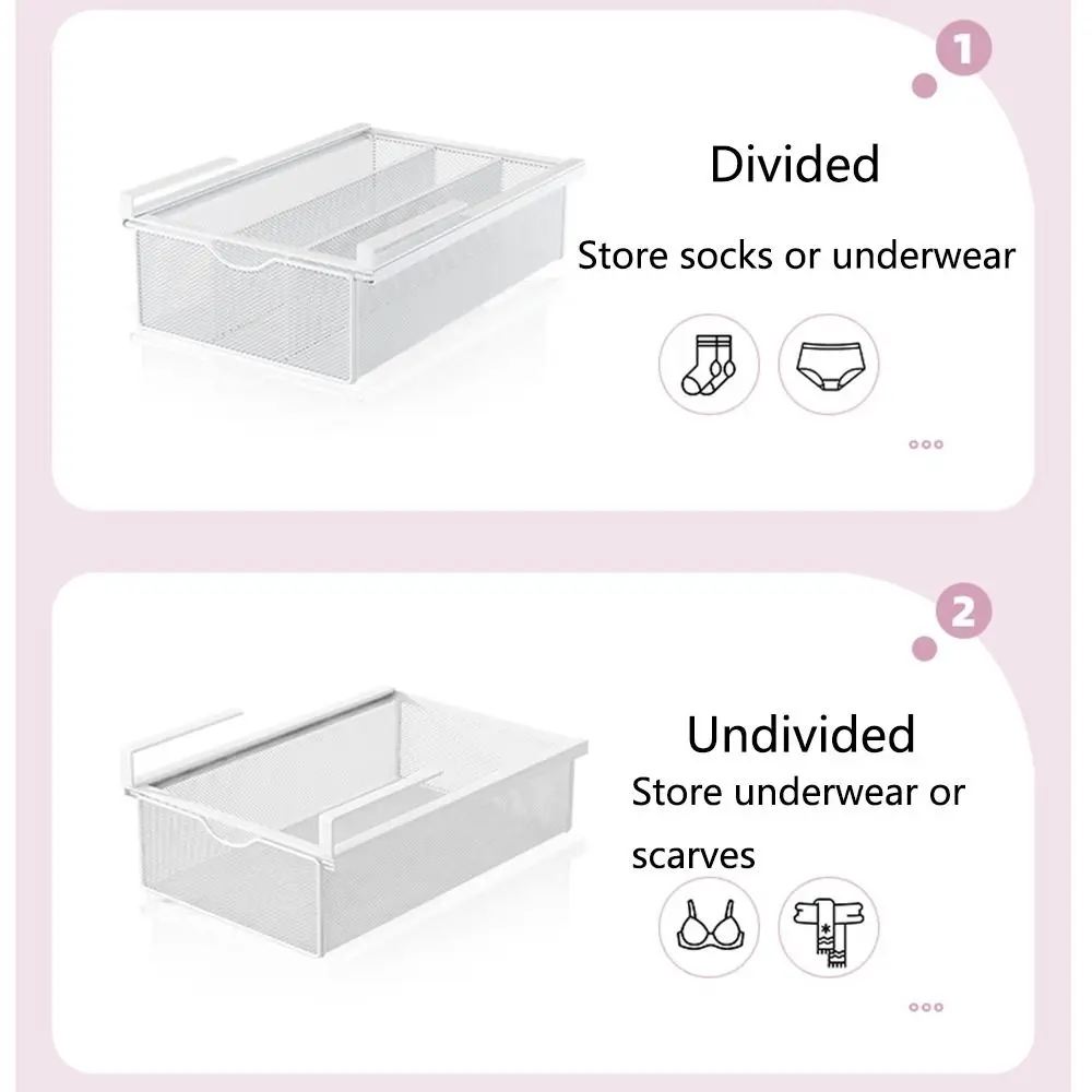 Pull-out Partition Cabinet Mesh Drawer Divided Smooth Slide Underwear Storage Rack Breathable Easy Install