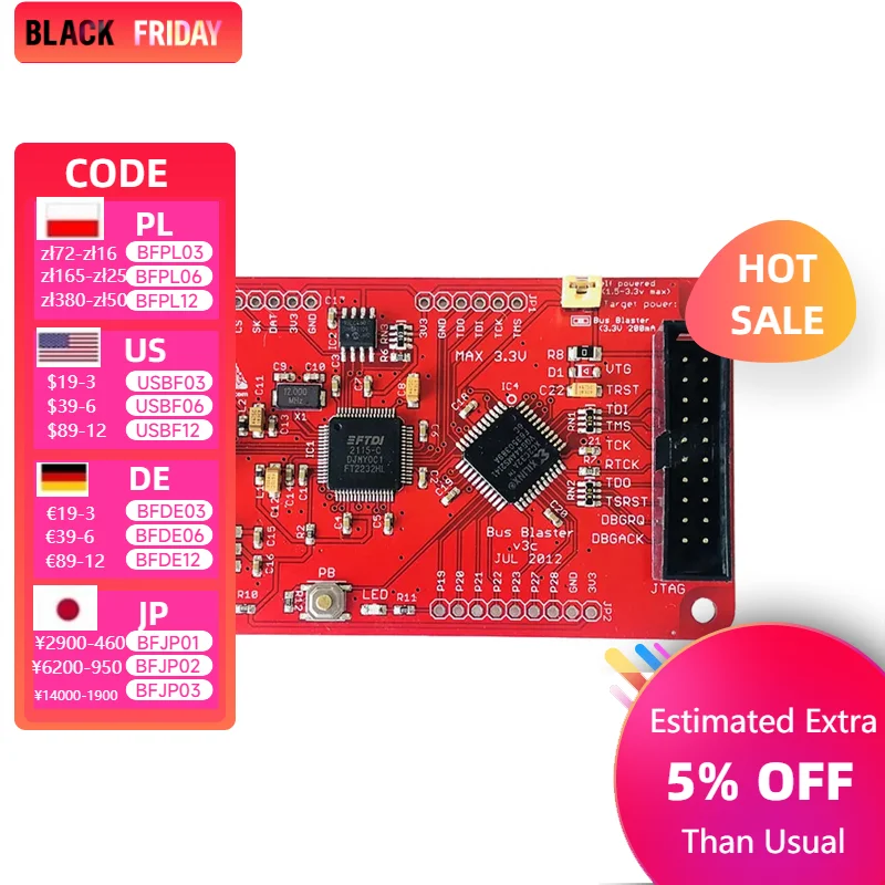 Bus Blaster V3c for MIPS Kit OpenOCD urJTAG JTAG Debugger Adapter FT2232H Mini-CPLD