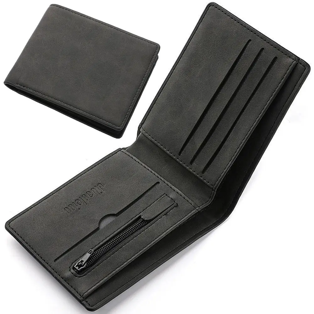 PU Leather Short Card Holder Lightweight Short Skin Wallets Male Purse Travel