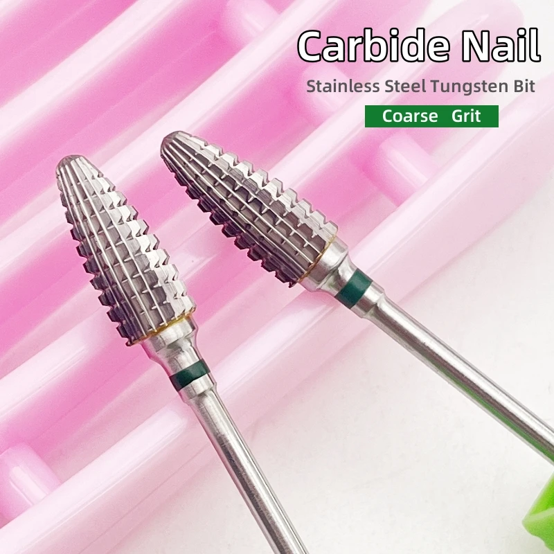 1Pcs Flame Professional Tungsten Steel Nail Drill Bit - 2.35mm Shank, Large Spiral Carbide Cutter for Manicure & Pedicure Nails