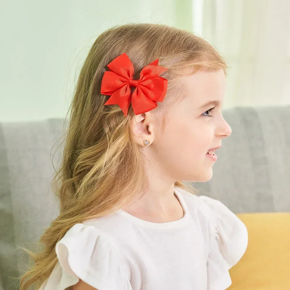 4Pcs/Set BB Clip Cute Bows with Hair Clips for Kid Girls 2025 Spring New Handmade Hairpin Barrettes Headwear Hair Accessories