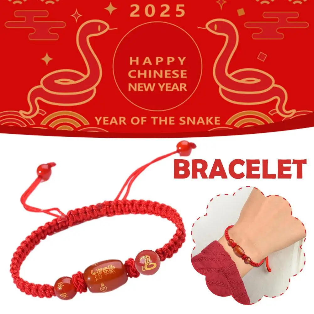 Tradicional chinês Dragão Red Hand Rope, pulseira ajustável, Acessórios tecidos, Luck K0G3