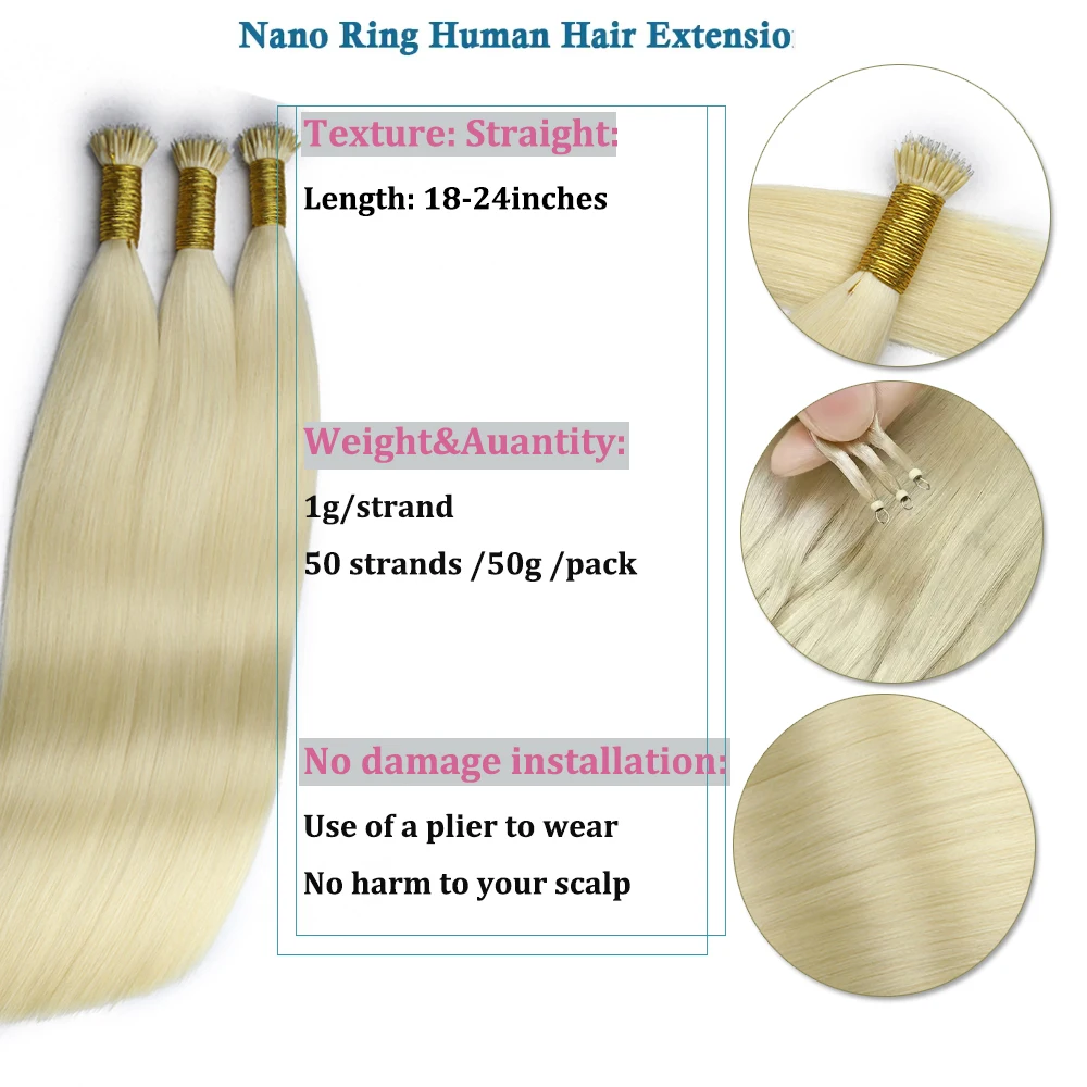 18-24 بوصة براون نانو تلميح وصلات شعر الكيراتين نانو حبة وصلات شعر عذراء الإنسان الأوروبي 100% الشعر البشري #4