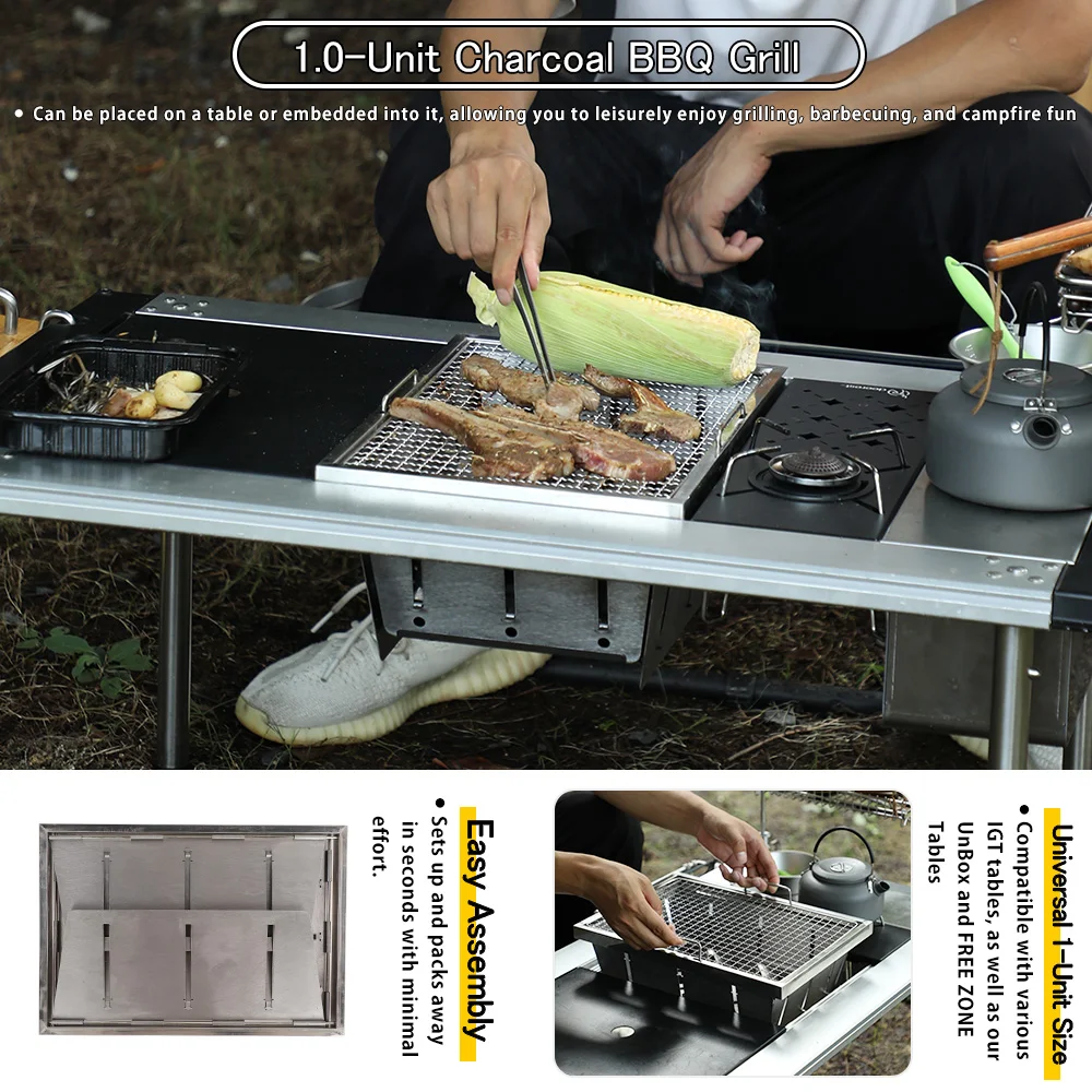 Deerest 1.0 Unit Barbecue Grill Basic Set Stainless Steel Portable Outdoor Folding Barbecue Stove Camping IGT Firewood Stove