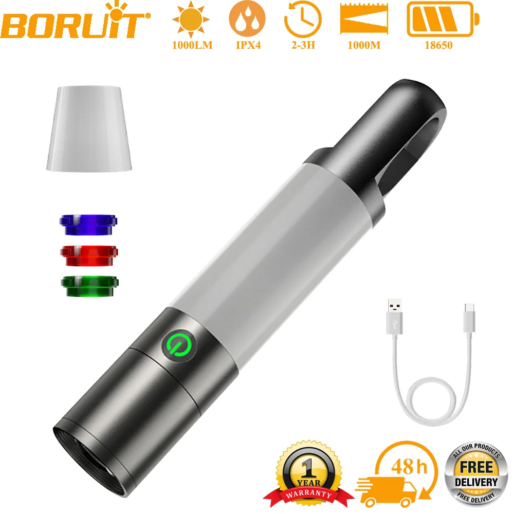 boruit-h20-ハイパワー-led-懐中電灯-1000lm-キャンプライト-type-c-充電式ハンドヘルドトーチ-8-つの照明モード内蔵バッテリー
