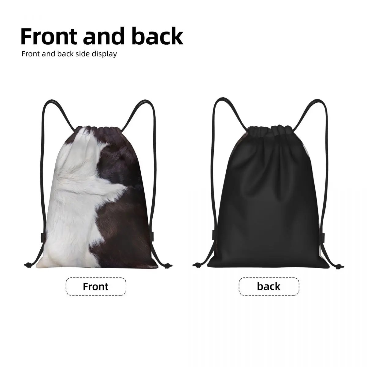 Rustic Cowhide Pattern Drawstring Bag Men Women Foldable Gym Sports Sackpack Animal Fur Leather Texture Print Training Backpacks