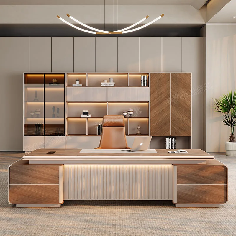 

Luxury Wooden Office Desk Executive Decoration Storage Design Organizers Office Desk Aesthetic European Ufficio Salon Furniture