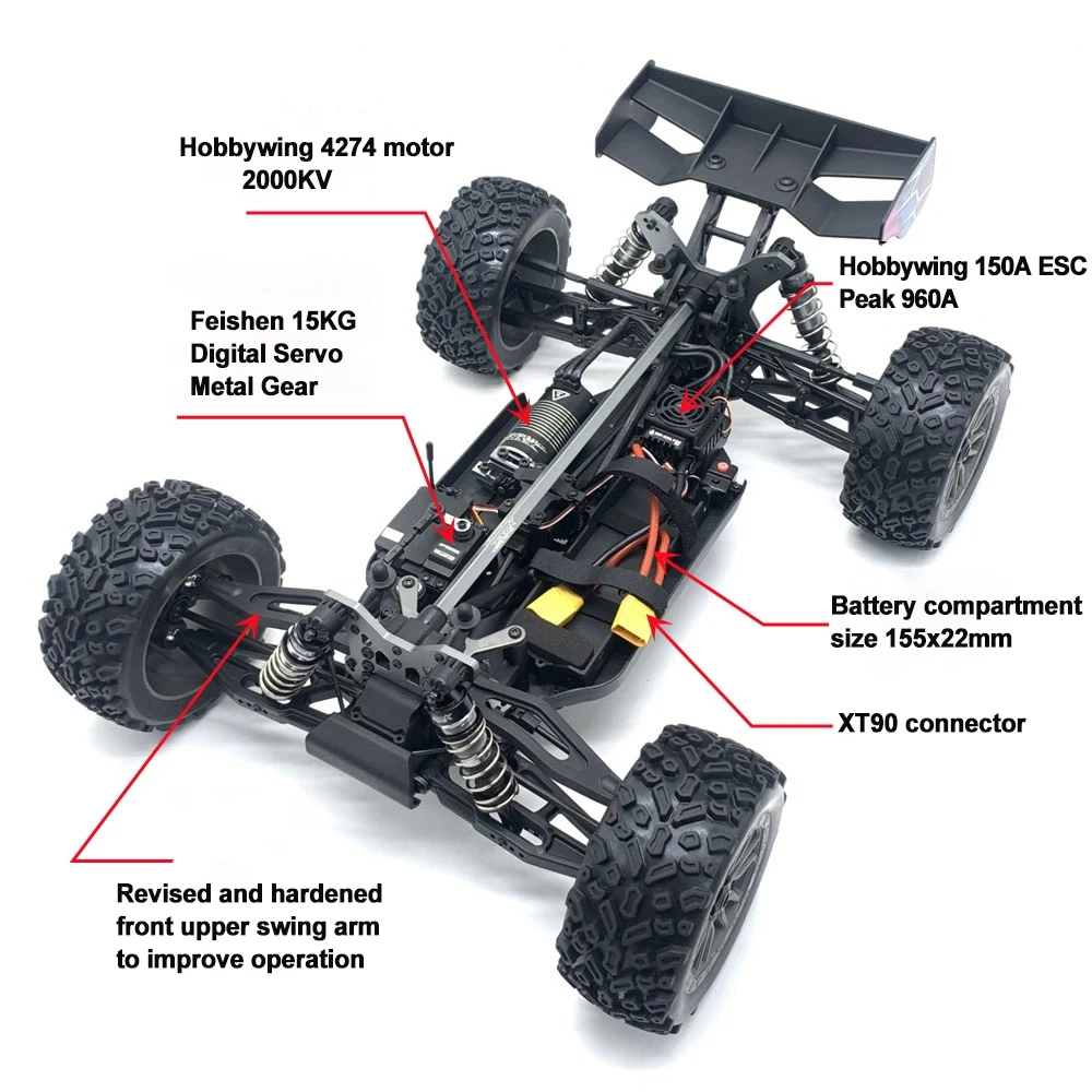 1/8 FS RC ถัง 4x4 110 กม./ชม.ความเร็วสูง RC Cars 4WD Off-Road Racing รีโมทคอนโทรลรถของเล่นสําหรับผู้ใหญ่ FS33693S