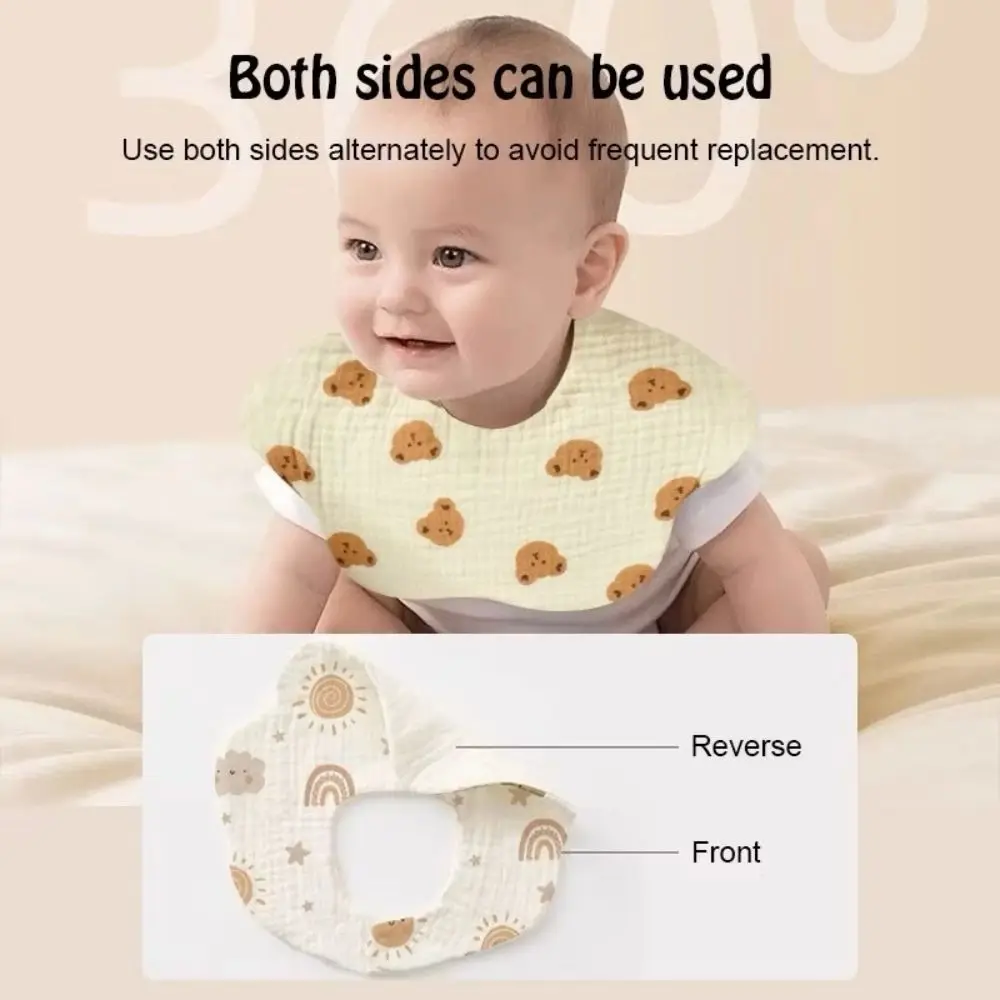 Cute 6 Layer Cotton Bib Waterproof Cartoon Saliva Towel Soft Newborn Apron Infant