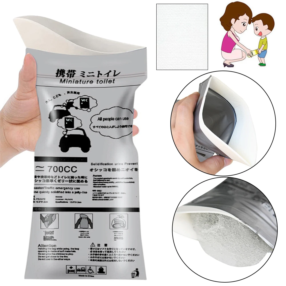 700ML Easy Take Piss Bags Unisex Travel Mini Mobile Toilet -Proof Outdoor Emergency Toilets for Men Women Kids Patient
