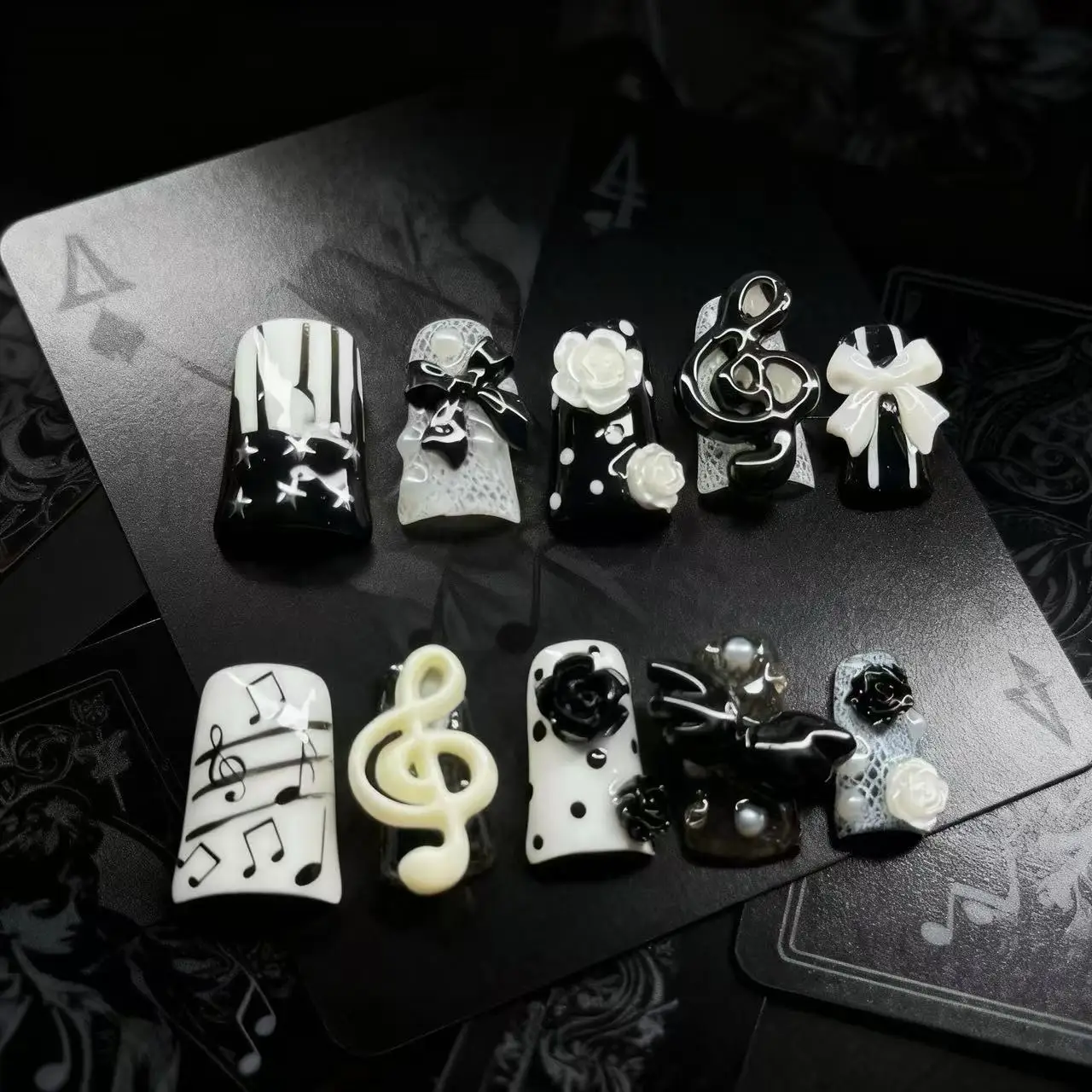 10pcs Handmade Gothic Press on Nails Punk Design