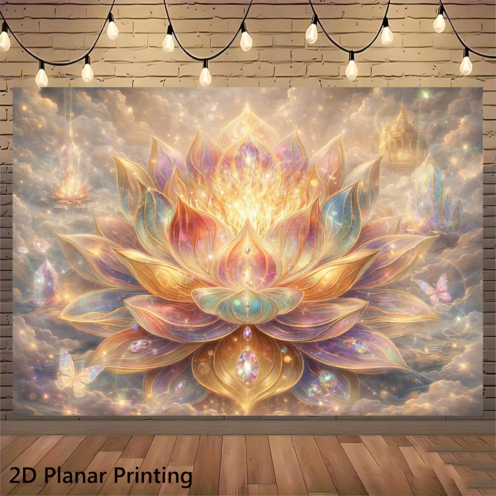 Oversized Lotus Mandala Wall Hanging Spiritual Bohemian Tapestry Divine Celestial Art Print for Home Decor Boho Goddess Gift