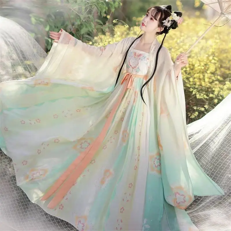 ประเพณีสไตล์จีน Tang Dynasty ความยาวหน้าอก Ripped กระโปรงองค์ประกอบ Hanfu ชุดคอสเพลย์เครื่องแต่งกายสําหรับผู้หญิงชุดเจ้าหญิง
