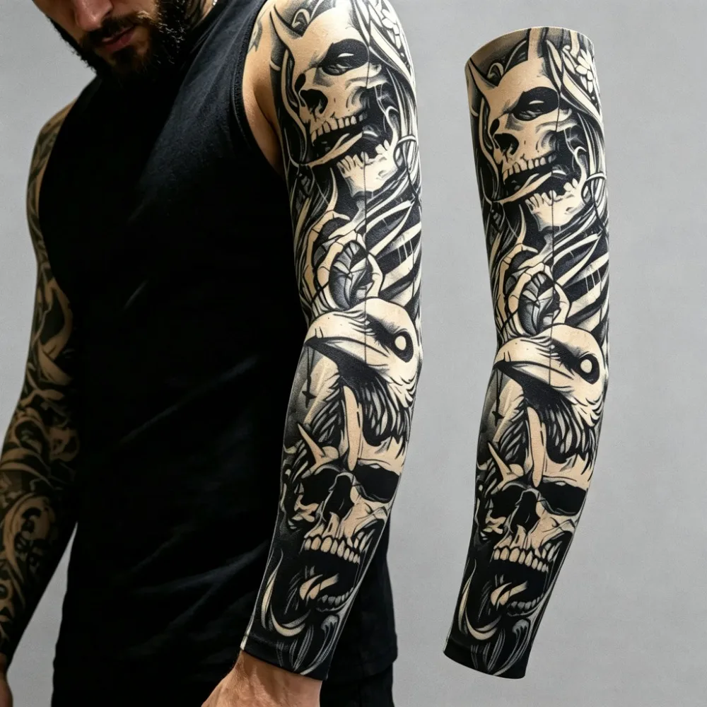 2Pcs Summer Sun Protection Arm Sleeves, Breathable Seamless Cooling Tattoo Arm Covers, Outdoor Sports Accessories