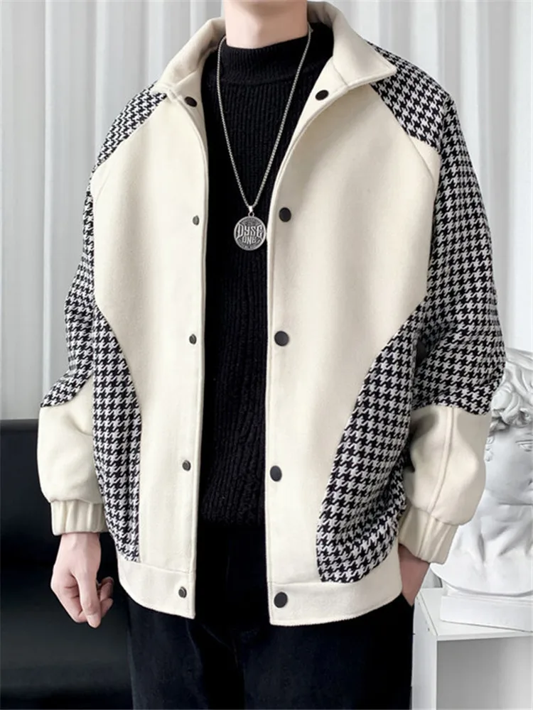 

Fraance Sle Men's Jaet Trendy Cool Autumn Winter Outerwear Polyester Fiber Long Sve Button Closure Coat