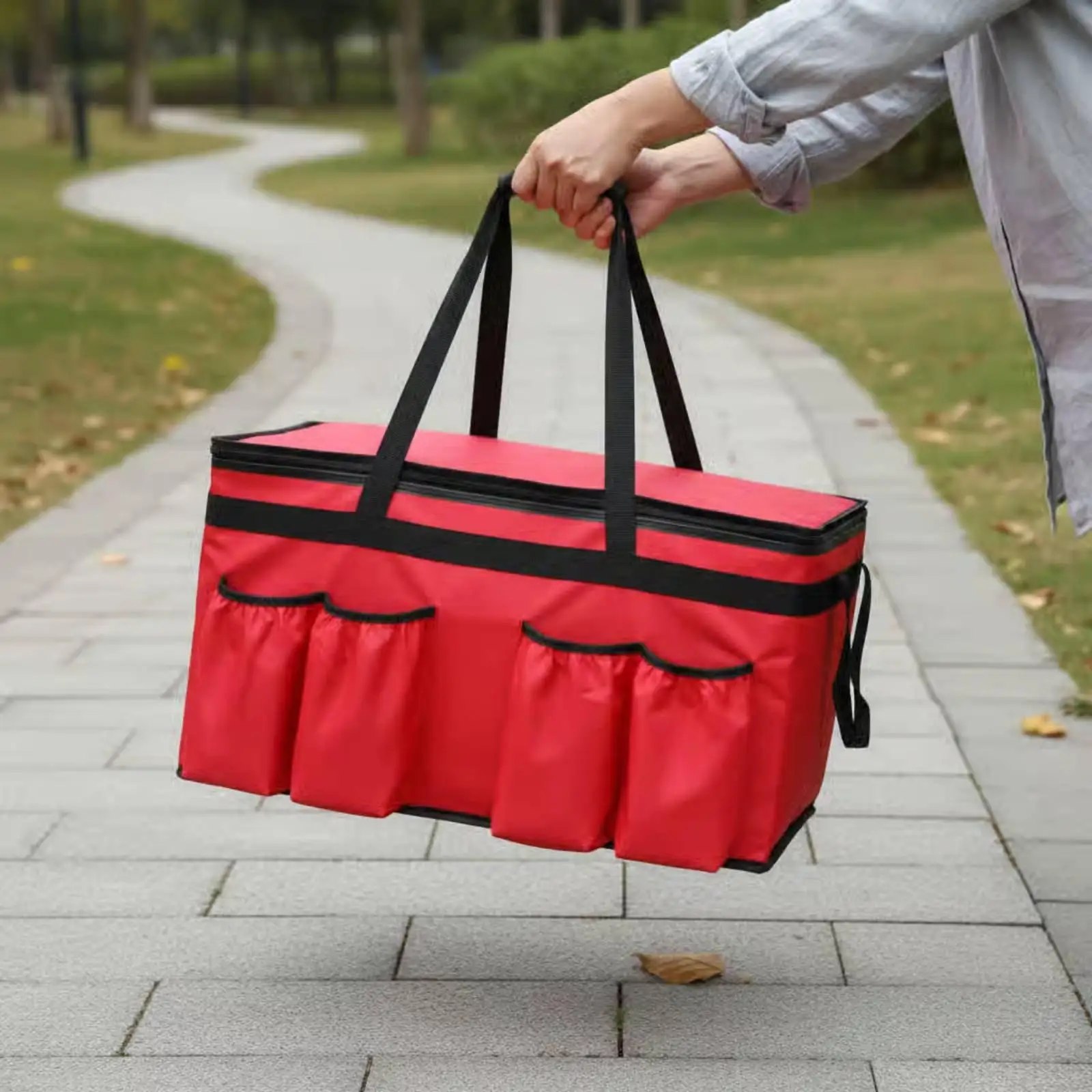 High Performance Thermal Picnic Carrier Spacious Food Delivery Bag Non Woven Insulation Tote for Picnic Parties