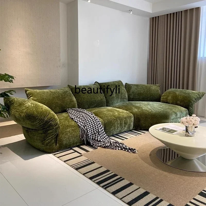 

YH8 French retro petal sofa medium ancient green chenille snowflake fabric corner special-shaped cream wind villa sofa
