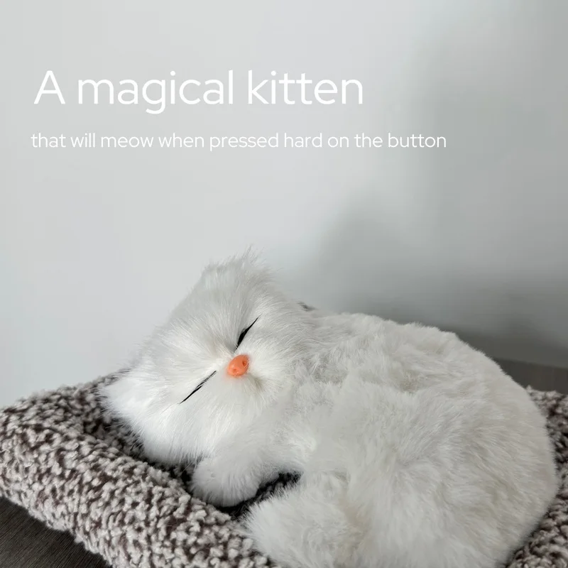 Peluche interactive pour chaton Meowing avec son Press-to-Meow, chat réaliste pour garçons et filles, cadeaux d'anniversaire, jouets pour filles et femmes