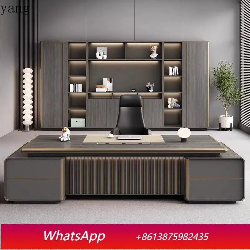 

LMM simple modern chairperson president desk manager light luxury office desk and chair combination