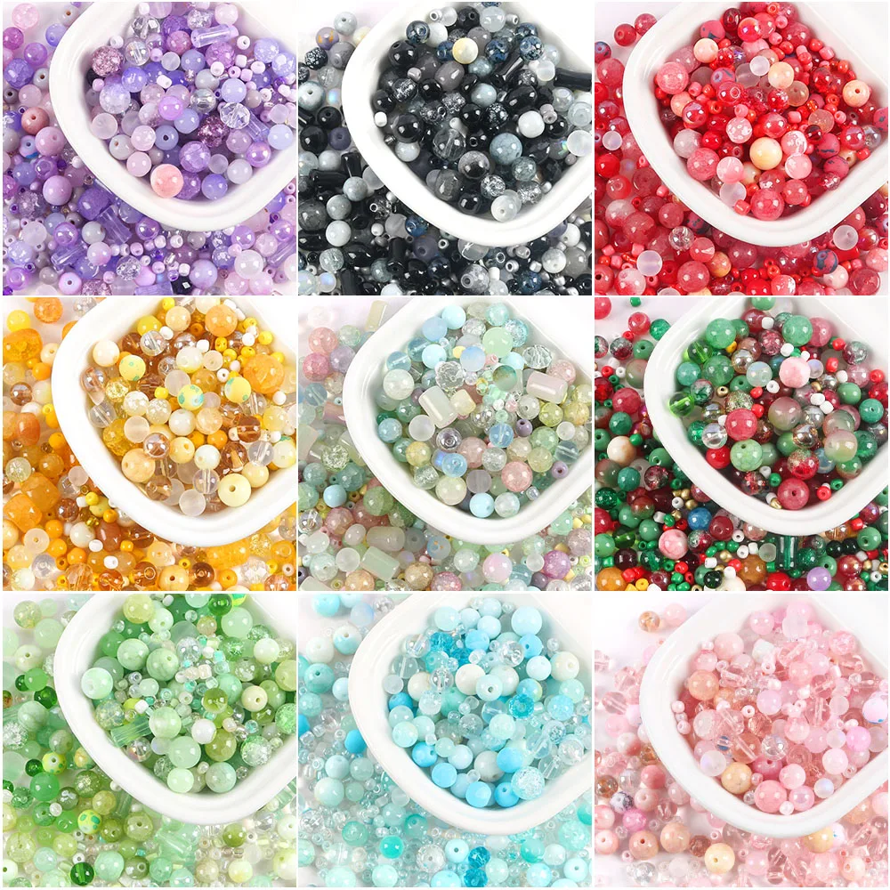 20g Mixed Color Seedbead Irregular Crystal Glass Round Loose Spacer Beads for DIY Making Bracelet Charms Necklace Crafts Jewelry