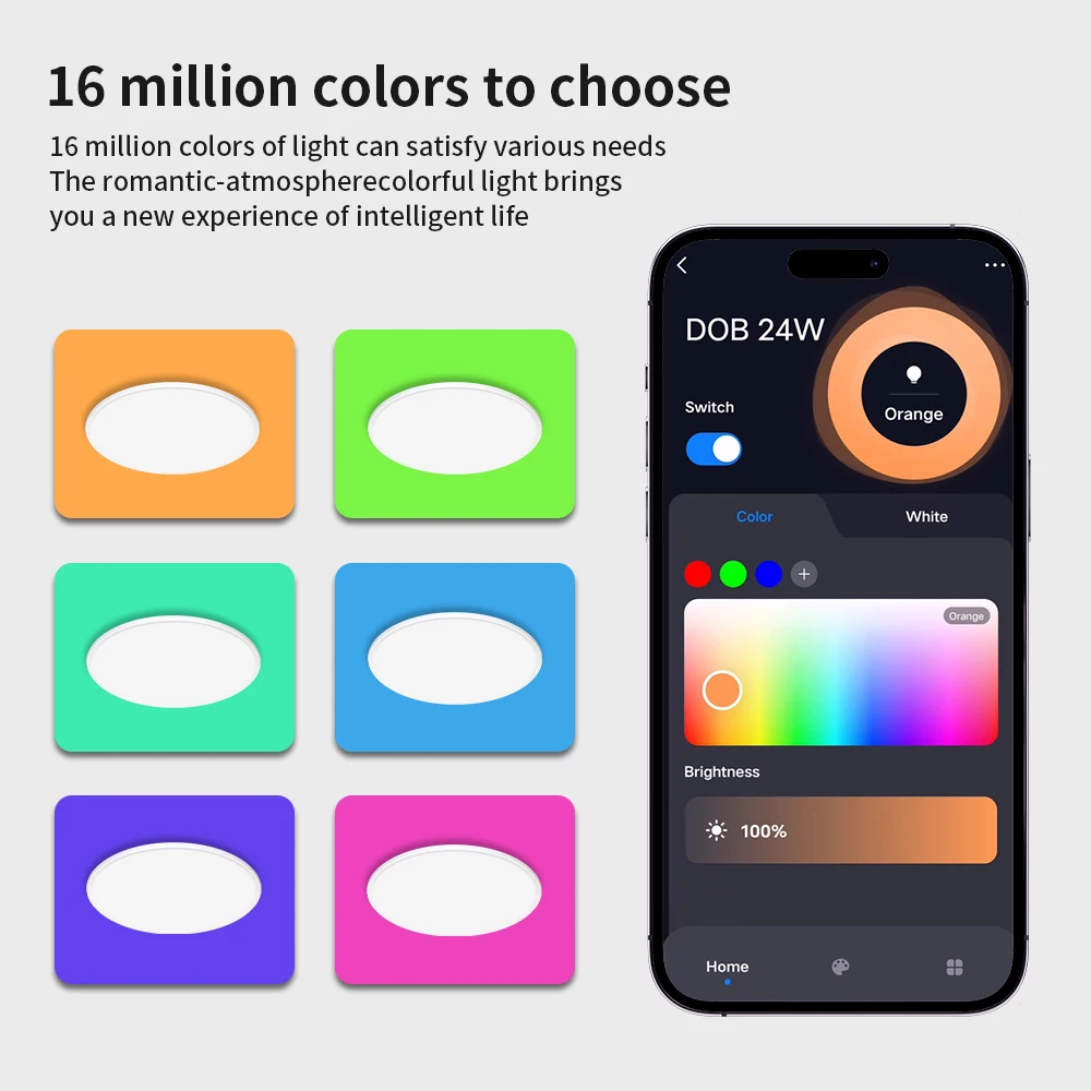 TNCE 24W Tuya WIFI+Bluetooth Smart Ceiling Light RGB LED Ceiling Lights Dimmable APP Control Work With Alexa Google Home