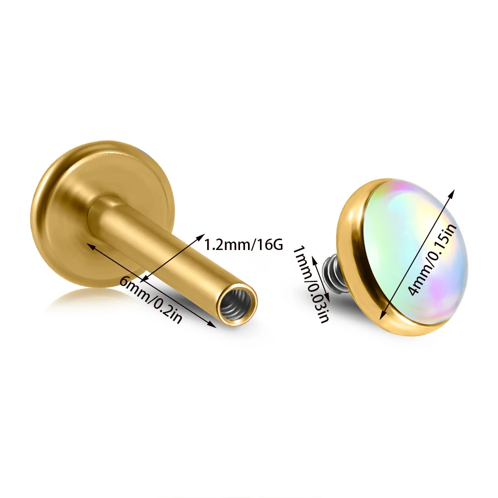 1PC Stainless Steel Cz Labret Lip Ring Internal Threades Flash Film Ear Cartilage Tragus Helix Daith Piercing Body Jewelry