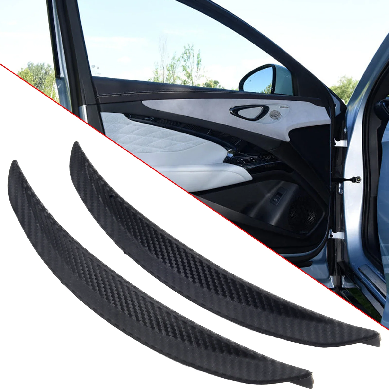 1Pair 25cm Carbon Fibre Scratch Resistant Trim Strip For Car Fender Flare Splash Guard Arch Wheel Eyebrows Lip Protection Strips