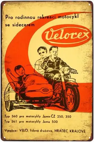 Metal sign - motorcycle Jawa sidecar Velorex 560, 561 (period advertisement) Aluminum
