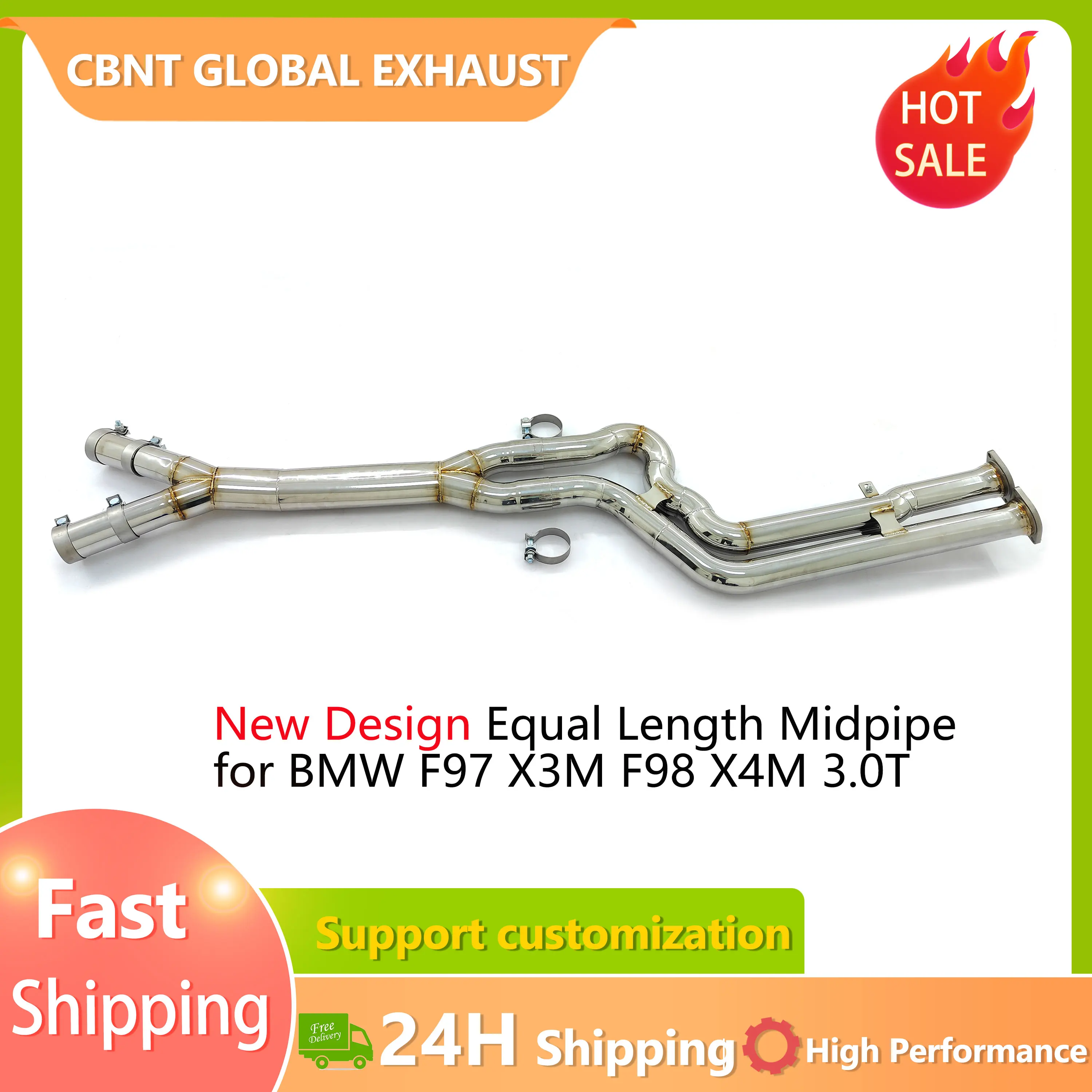 

CBNT High Quality X3M X4M F97 F98 S58 3.0T Exhaust Midpipe New Design Fast Shipping Stainless Steel Exhaust Pipe Car Accessories
