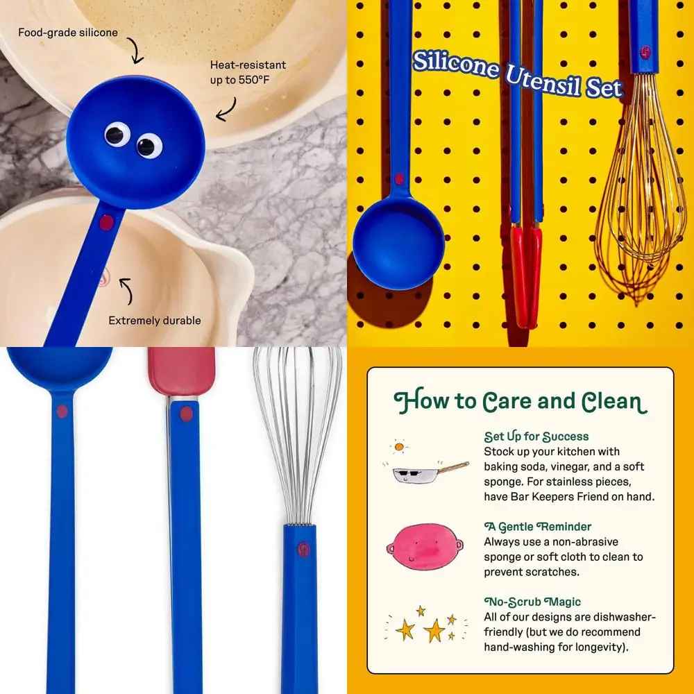 

Набор кухонных инструментов для черники из 3 предметов: большой венчик, щипцы, ложка — не содержит BPA, термостойкий, эргономичный и можно мыть в посудомоечной машине
