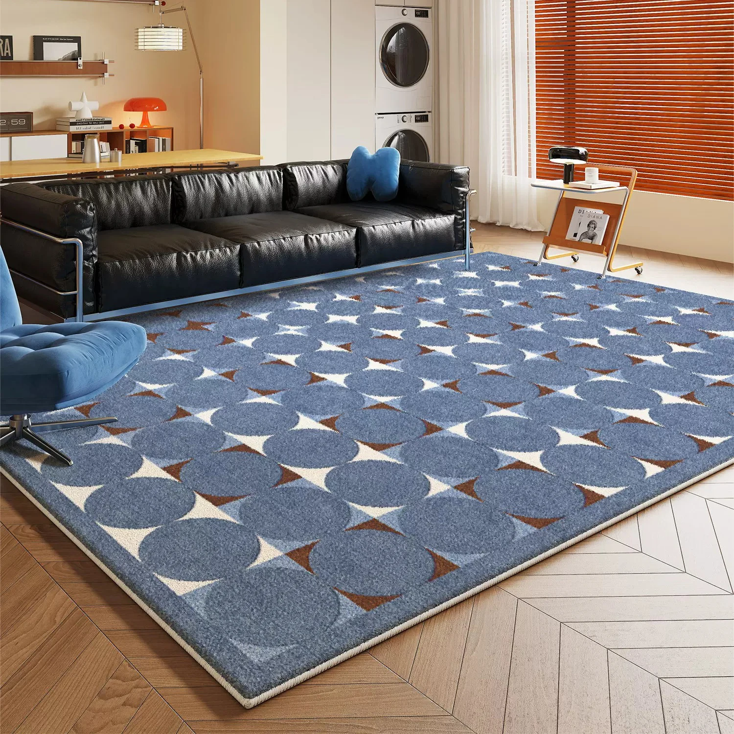 Blue Geometric Pattern Rug Living Room Decorate Soft Carpet Washable Bedroom Bedside Floor Mat Cloakroom Study Rugs Tapete Sala