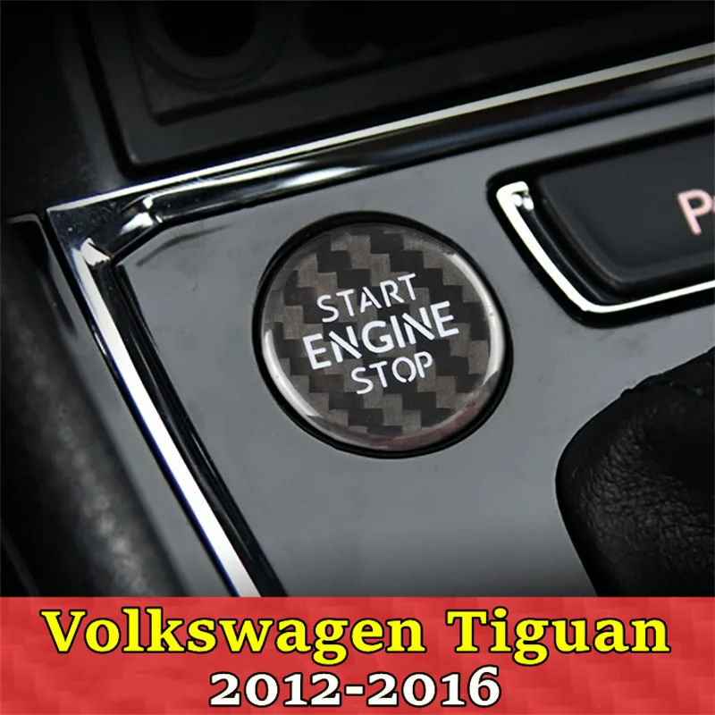 Per VW Volkswagen Tiguan Car Engine Start Stop Button Cover adesivo in vera fibra di carbonio 2012 2013 2014 2015 2016