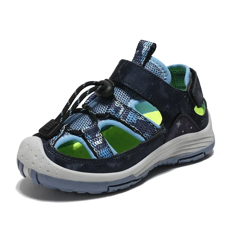 Boys' Baotou Sandals 2024 New Shoes Hollow Soft Sole Anti-Slip Children's Shoes Middle and Large Children's Student Beach Shoes