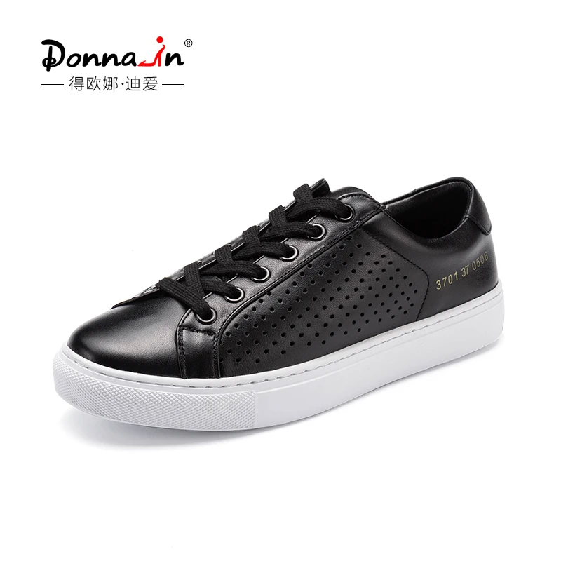 Donna-in Sneakers Women Trends 2023 Summer Classic Genuine Leather Black Casual Sneakers Comfortable Breathable Women Shoes