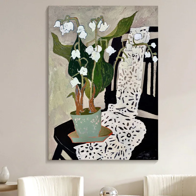 Niche art flower abstract black and white simple decoration living room entrance high sense canvas painting