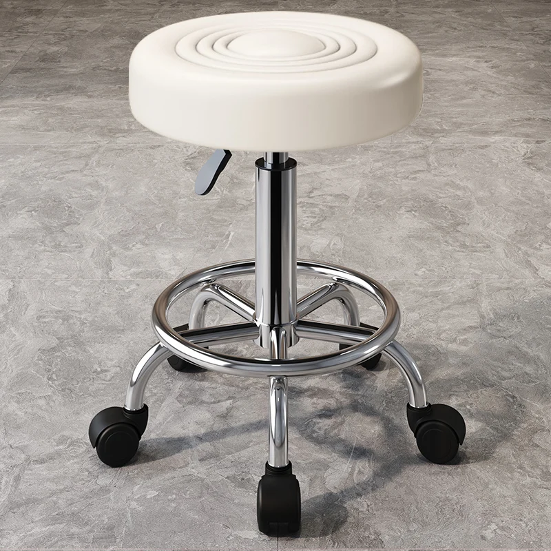 Beauty Stool Swivel Slide Wheelchair Barber Shop Round Stool Large Worker Hairdressing Taburetes De Bar Nail Salon Furniture