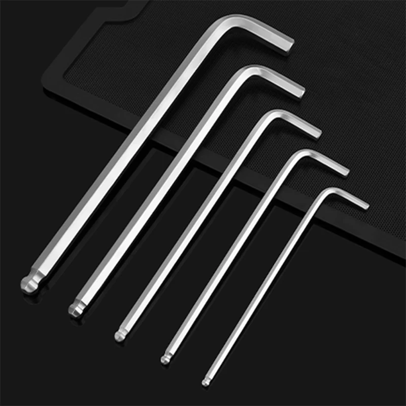 Kunci Pas Heksagonal Kepala Bola Tepi Heksagonal Berbentuk L 6 Persegi 1.5Mm 2Mm 2.5Mm 3Mm 4Mm 6Mm 8Mm 10Mm Tersedia