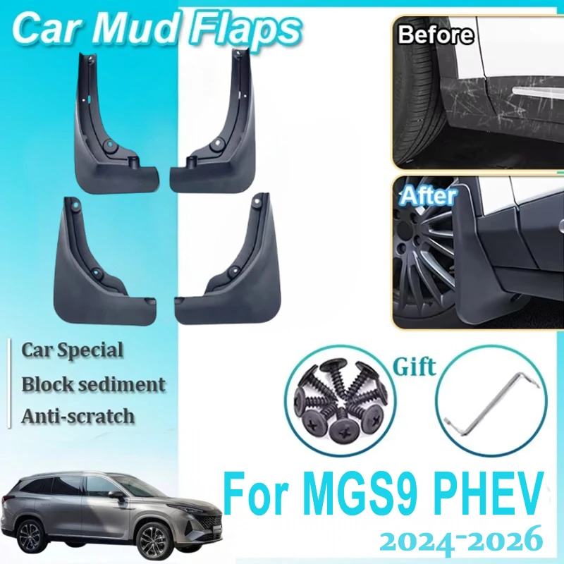 Car Mud Guards Mudguards For MGS9 PHEV Accessories MG RX9 QS 2024 2025 2026 4PCS Mudguard Front Rear Fender Wheel Cover MudFlaps