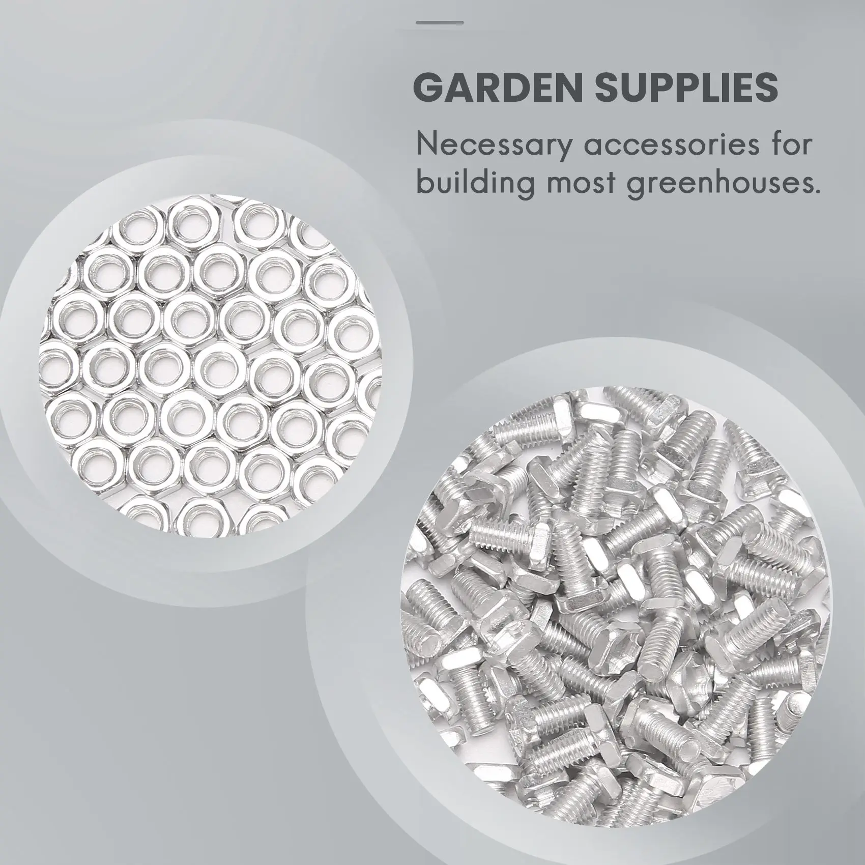 AB11-100 Pcs M6x12mm Greenhouse Nuts And Bolts Square Head Bolts Nuts Greenhouse Repair Kit Parts Replacement Garden Supplies