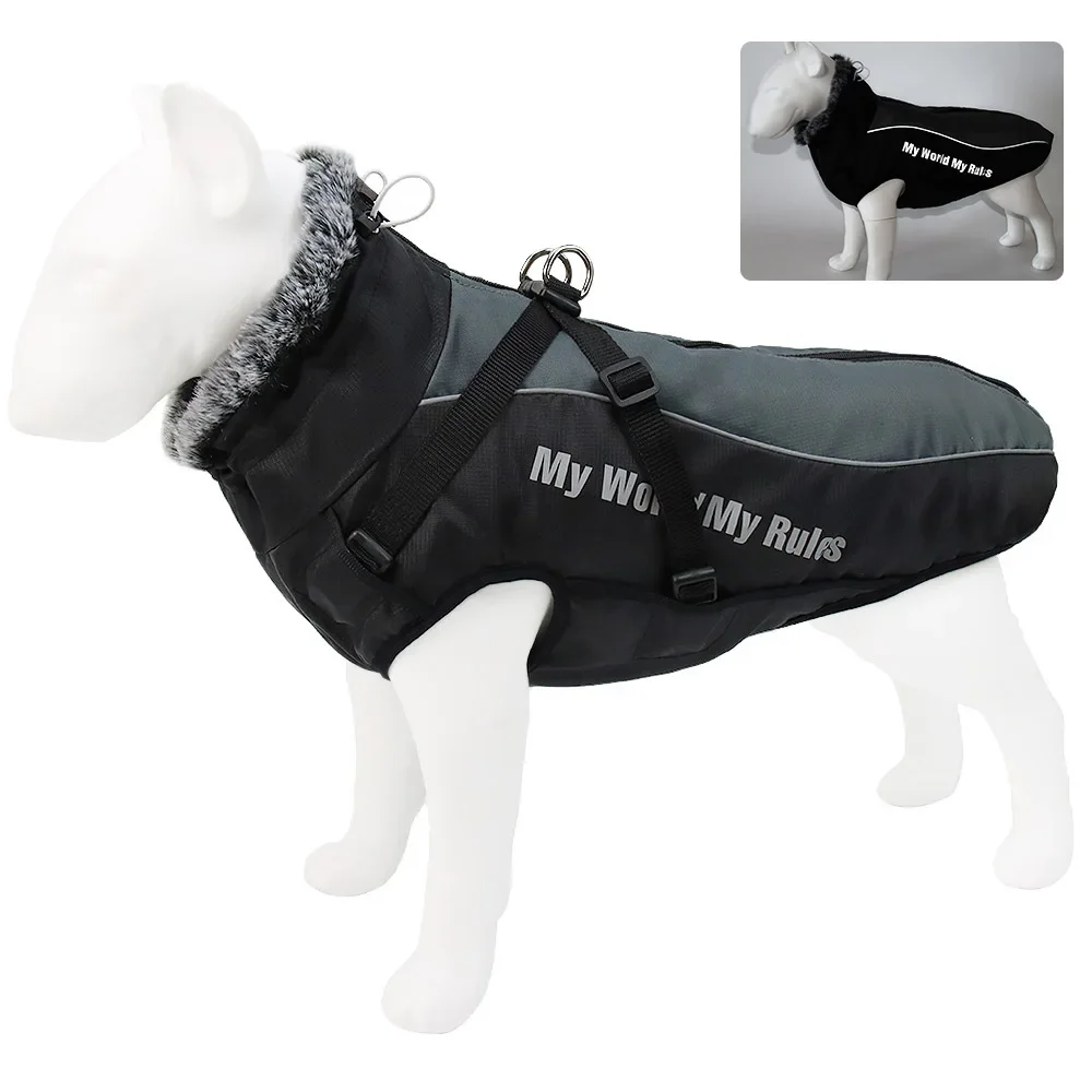 

Winter pet dog plush warm coat, large and medium-sized dog outdoor reflective suit, hunting dog warm vest