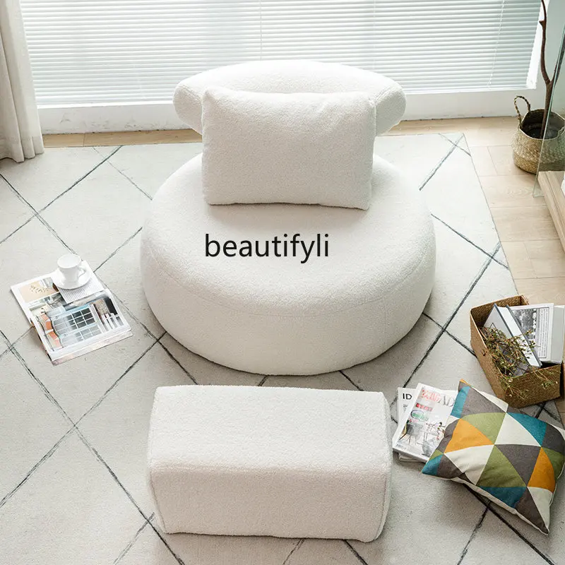 

yj Lazy Sofa Bedroom Tatami Single Sofa Simple White Leisure Balcony Bay Window Chair