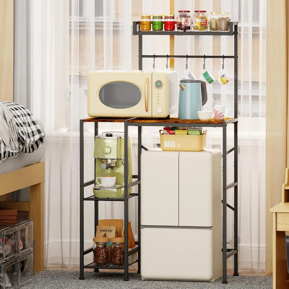 

Кухонный стеллаж для хранения с полками, подставка для выпечки, кофейный столик, держатель для микроволновки, винный шкаф, подставка для холодильника, 5 секций с замками