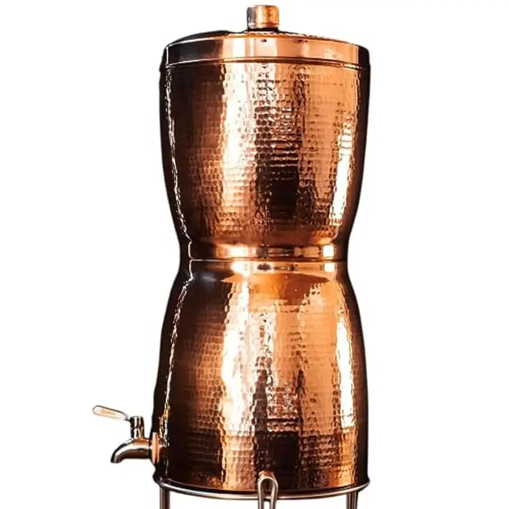 Copper Water Filter System 2 Gal Capacity Stainless Steel Spigot Filter Stand Nanofiltration Gravity Filtration Compatible