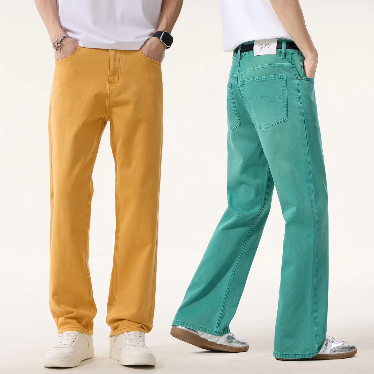 

Jeans Men Fashion Vintage Washed Colorful Denim Loose Casual Straight Plus Size Jeans Pants Man Streetwear Vibe Jeans Trousers