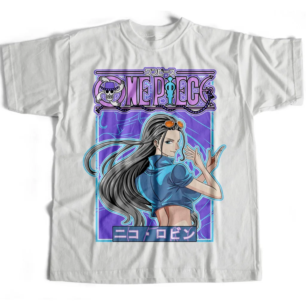 Anime une pièce Nico Robin hommes femmes été T-Shirt Harajuku Vintage manches courtes ample surdimensionné décontracté confortable Y2k haut