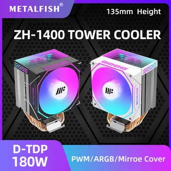 METALFISH CPU Cooler PC Radiador Branco 4PIN PWM Ventilador ARGB Silencioso Para Intel 1700 1200 1150 1155 1156 1366 2011 AM5 AM4 AM3 x99 x79