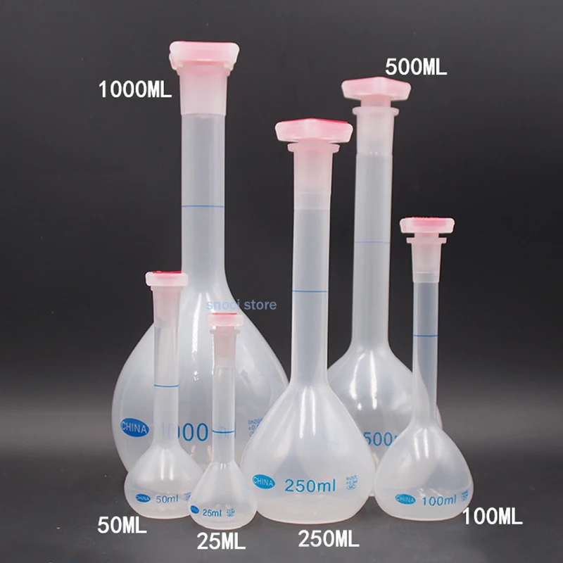 

6Pcs/set Volumetric Flask With Stopper Long Neck Measuring Flask Graduated Bottle for Test Lab 25/50/100/250/500/1000ml