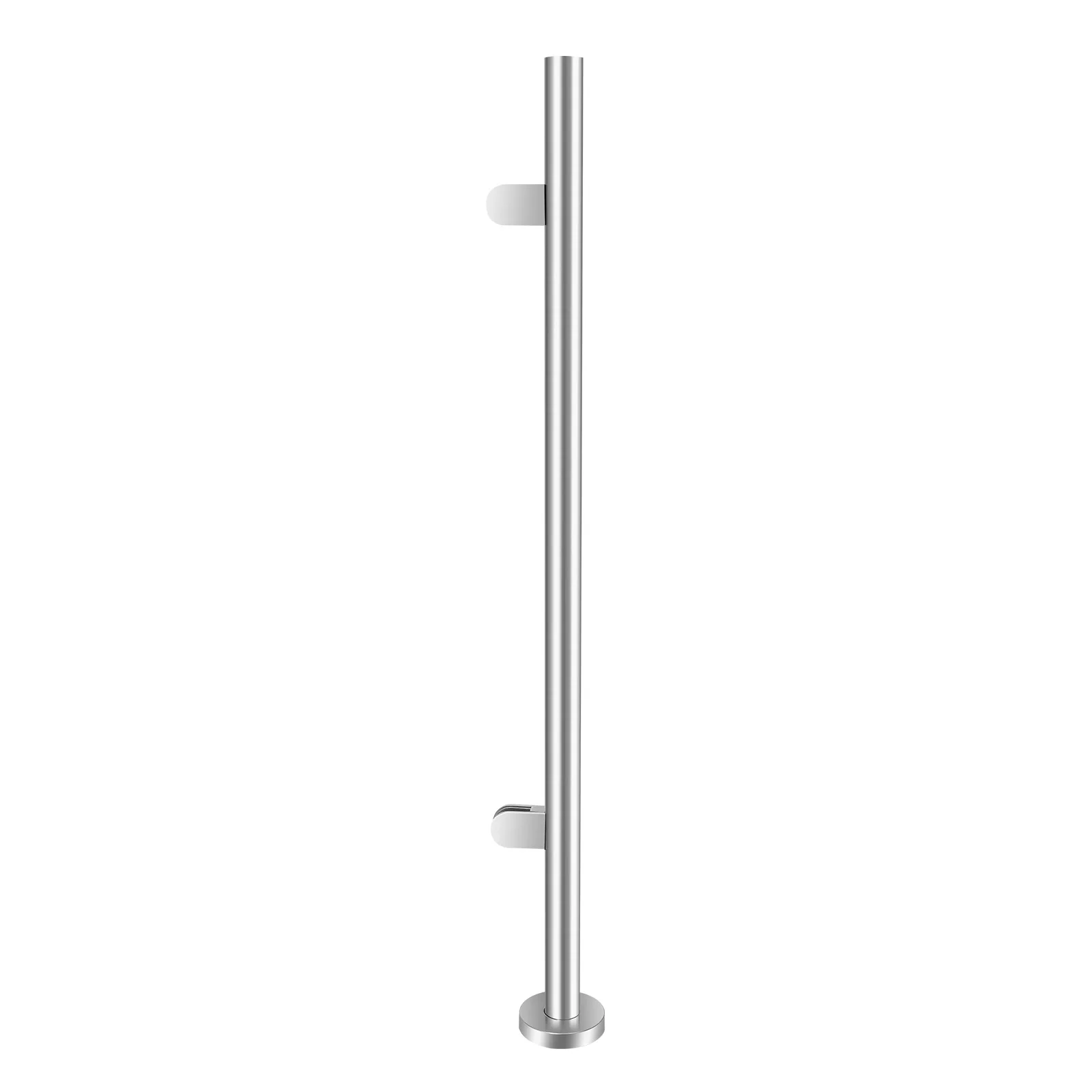 Stainless Steel Glass Railing Post, 80kg Load Capacity, Cylinder Balustrade End Post with Rubber Pads for Stairs