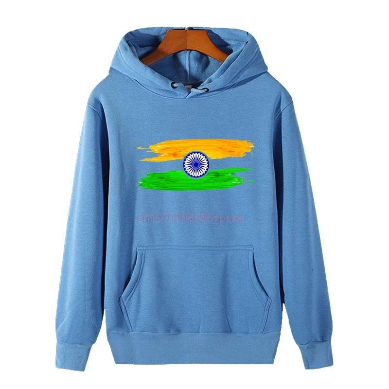 Flag Of India Painting Harajuku Graphic Thick Sweater Hoodie Hooded Sweatshirts Cotton Winter Fleece Hoodie Men's Sportswear