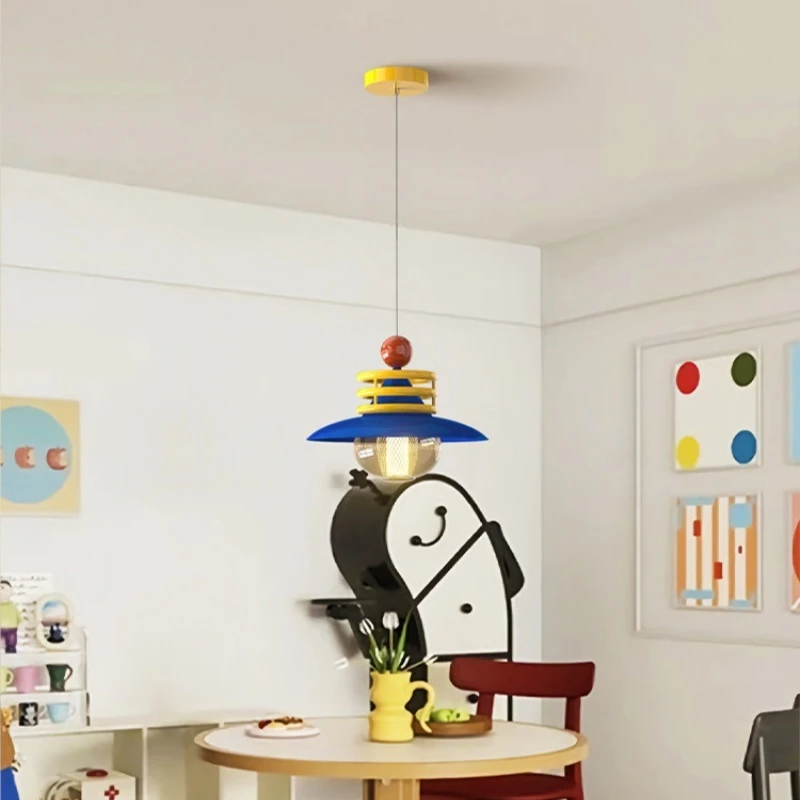 Memphis Style Dining Room Pendant Lamp Retro Wabi Sabi Design Colorful Blue Table Light 2025 New Arrival Designer Ceiling